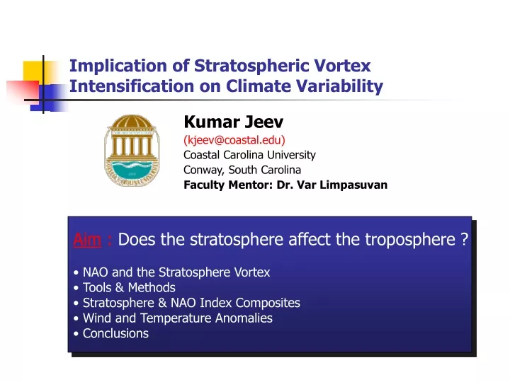 implication of stratospheric vortex intensification on climate variability
