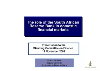 The role of the South African Reserve Bank in domestic  financial markets