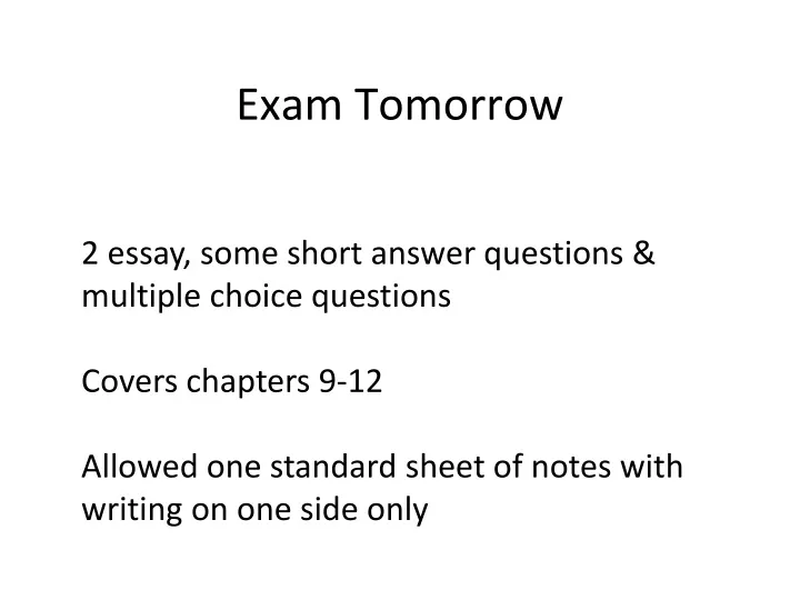 exam tomorrow