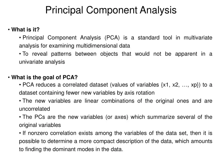 principal component analysis