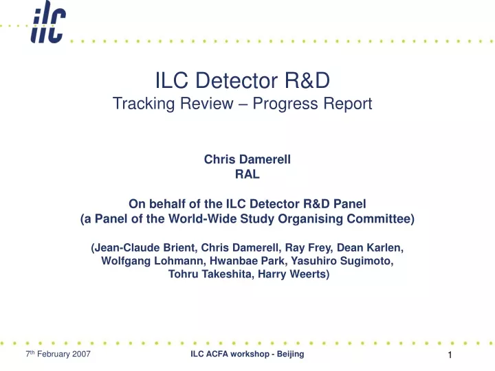 ilc detector r d tracking review progress report