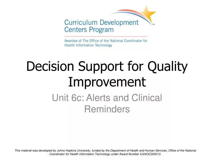 decision support for quality improvement