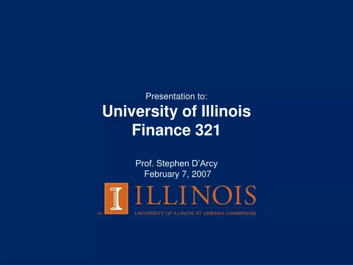 presentation to university of illinois finance