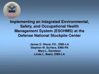 James D. Wood, P.E., EMS-LA Stephen W. Surface, EMS-PA Mary L. Davidson Linda L. Baetz, EMS-LA