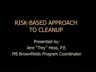RISK-BASED APPROACH  TO CLEANUP