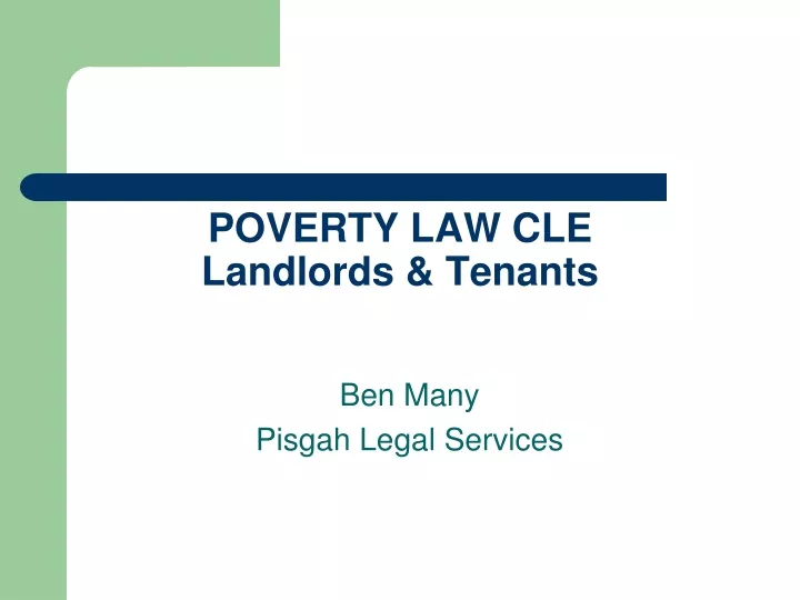 poverty law cle landlords tenants