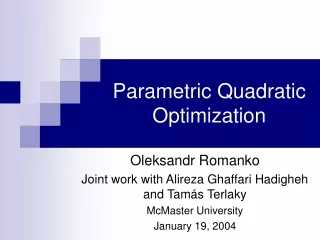 Parametric Quadratic Optimization