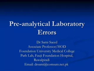 Pre-analytical Laboratory Errors