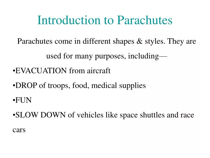 introduction to parachutes