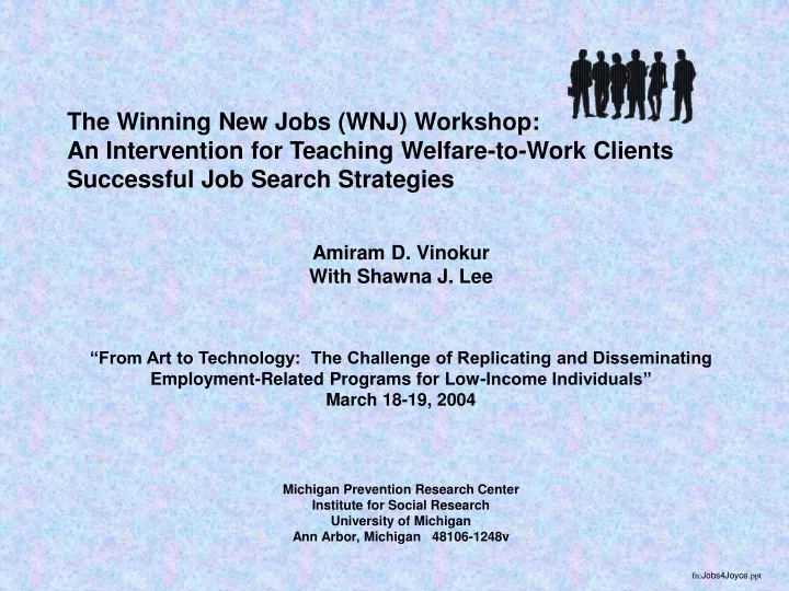 the winning new jobs wnj workshop an intervention