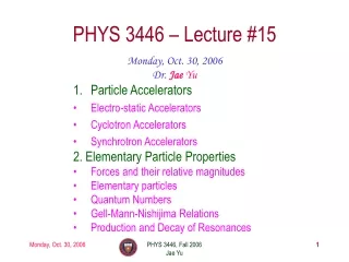 PHYS 3446 – Lecture #15