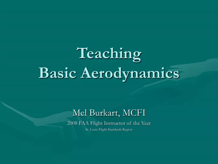 teaching basic aerodynamics