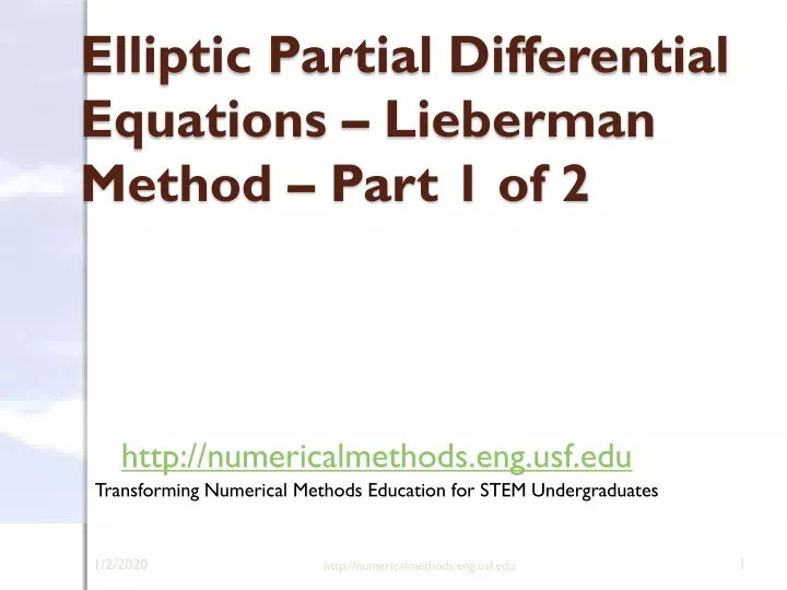 elliptic partial differential equations lieberman method part 1 of 2