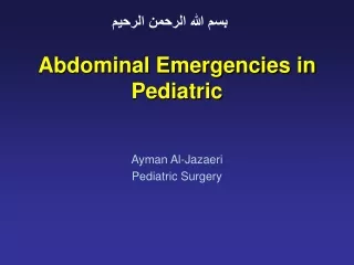 Abdominal Emergencies in Pediatric