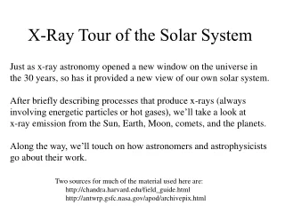 X-Ray Tour of the Solar System