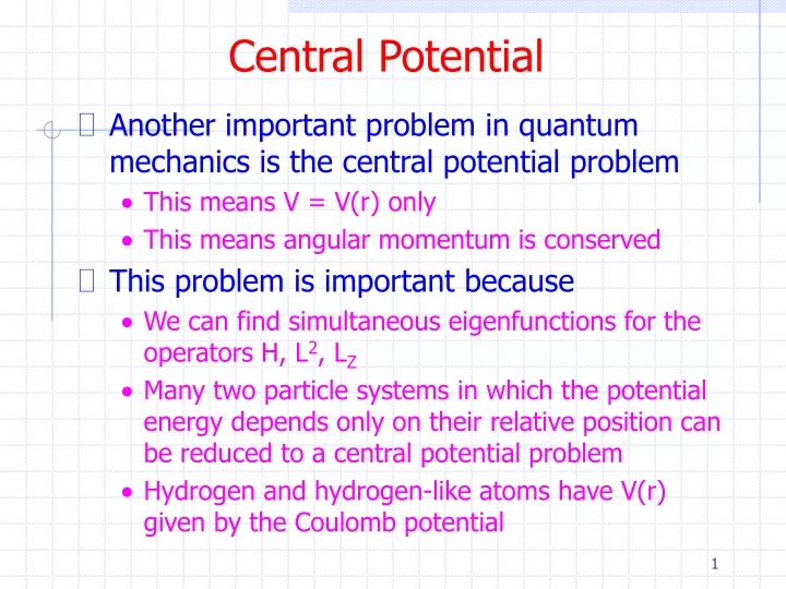 central potential