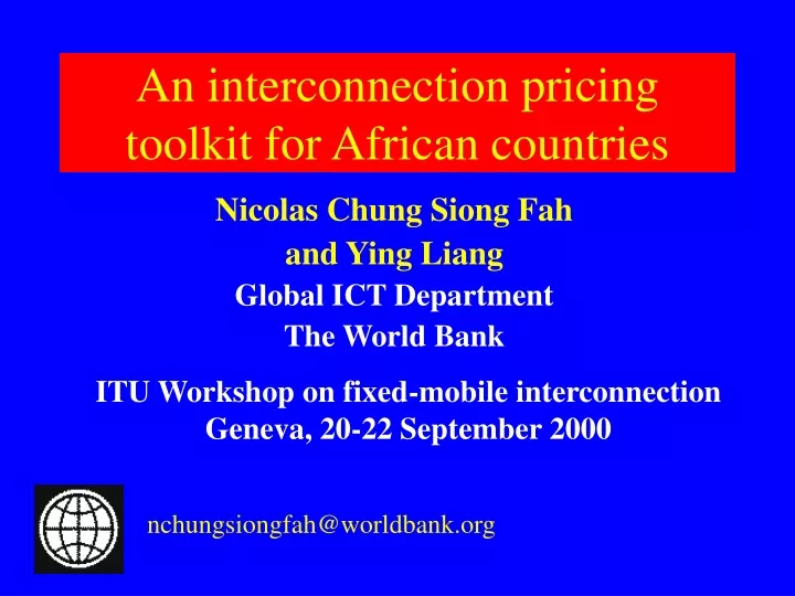 an interconnection pricing toolkit for african countries
