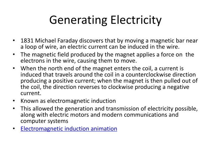generating electricity