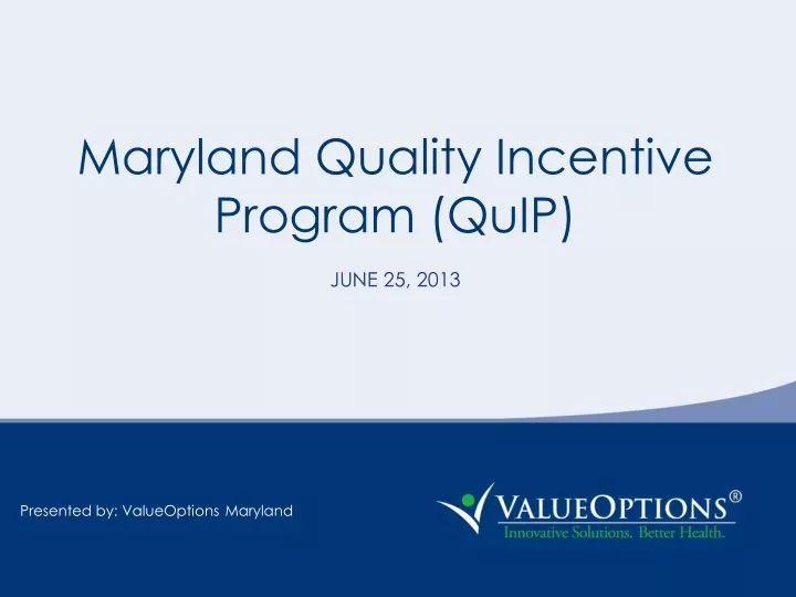 maryland quality incentive program quip june