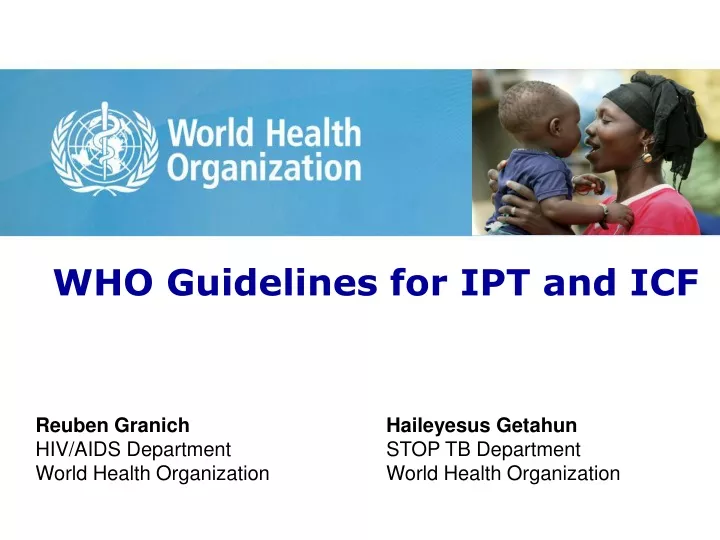 who guidelines for ipt and icf