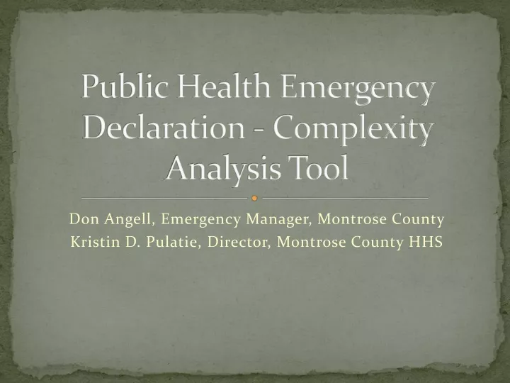 public health emergency declaration complexity analysis tool