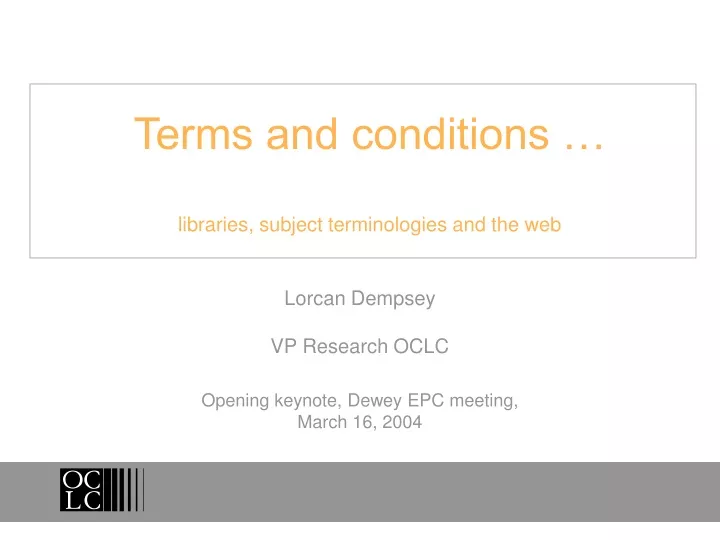 terms and conditions libraries subject terminologies and the web