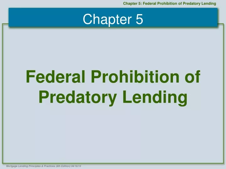 federal prohibition of predatory lending