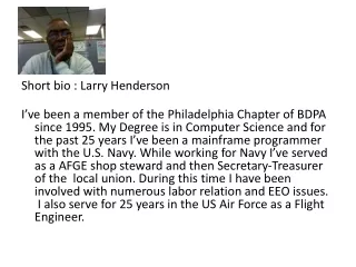 Short bio : Larry Henderson