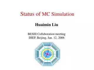 Status of  MC Simulation Huaimin Liu BESIII Collaboration meeting IHEP, Beijing, Jan. 12, 2006
