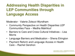 Addressing Health Disparities in LEP Communities through Language Access