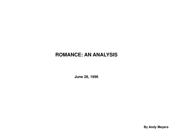 romance an analysis