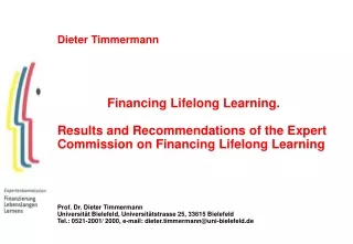 Dieter Timmermann Financing Lifelong Learning.