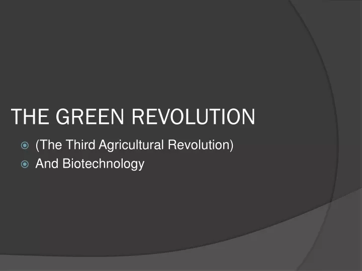the green revolution