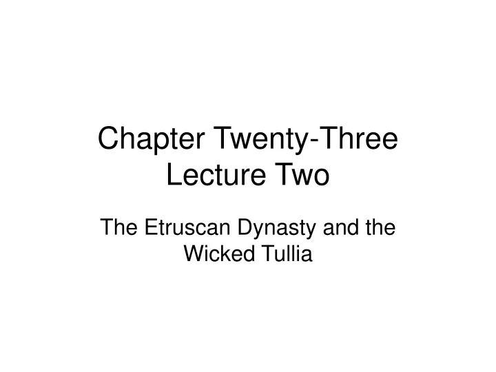 chapter twenty three lecture two
