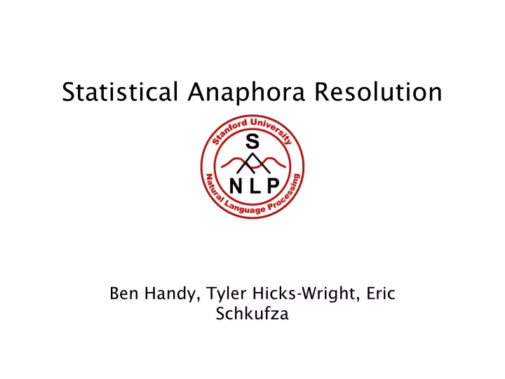 statistical anaphora resolution