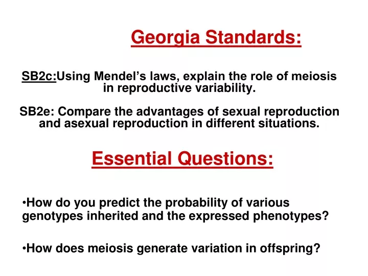 georgia standards sb2c using mendel s laws
