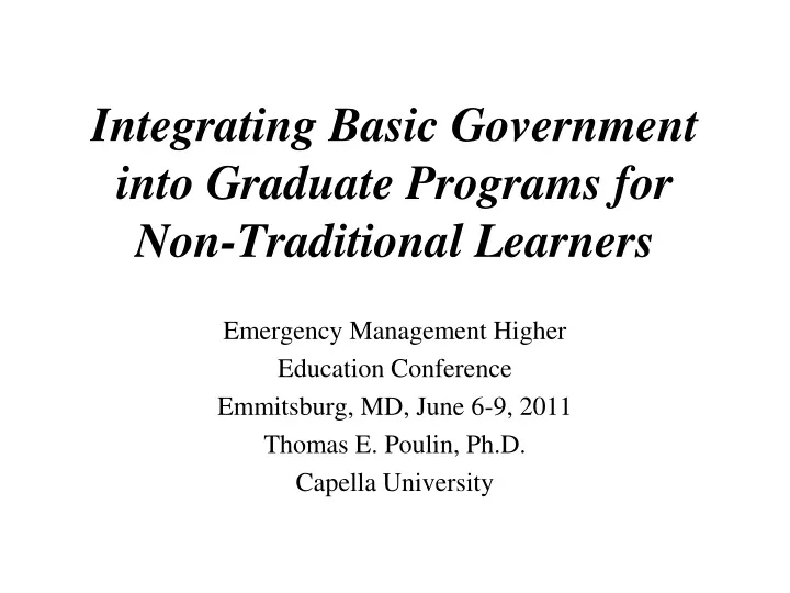 integrating basic government into graduate programs for non traditional learners