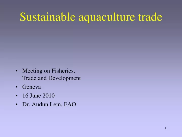 sustainable aquaculture trade