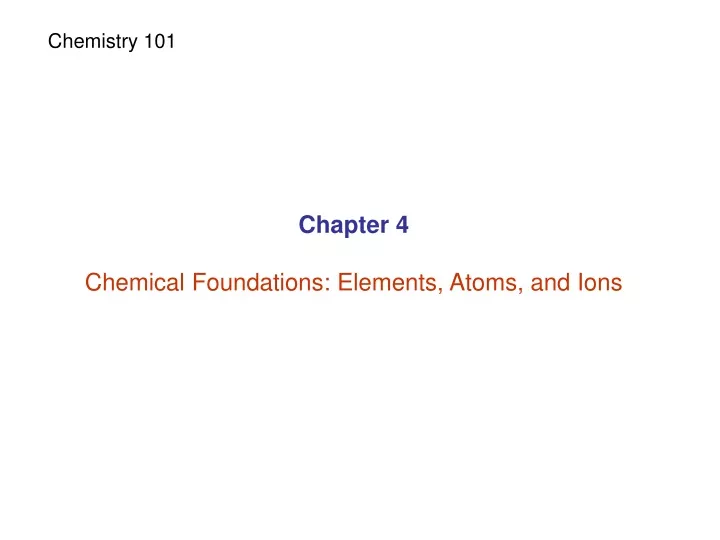 chemistry 101
