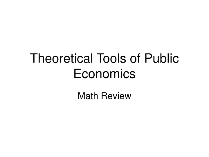 theoretical tools of public economics