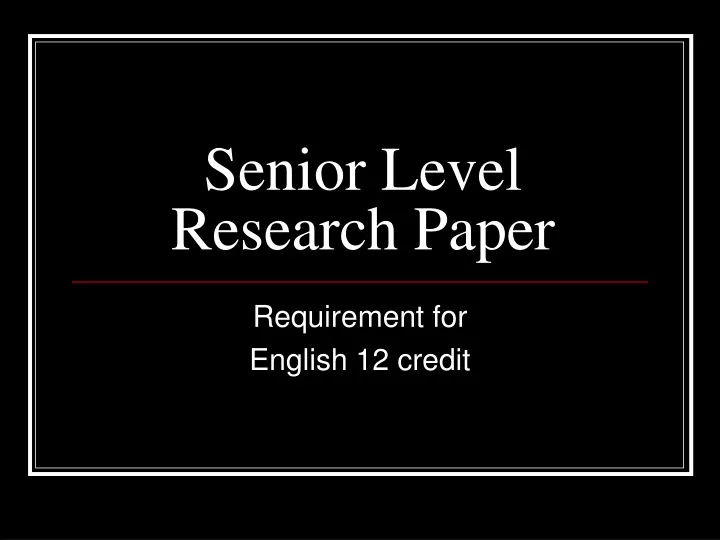 senior level research paper