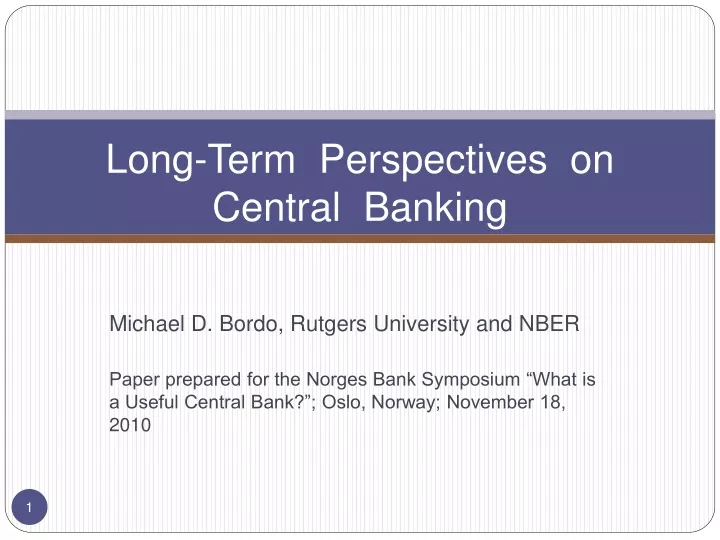 long term perspectives on central banking