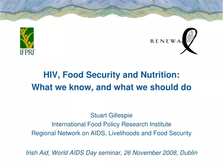 hiv food security and nutrition what we know