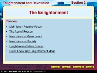 Preview Main Idea / Reading Focus  The Age of Reason New Views on Government New Views on Society