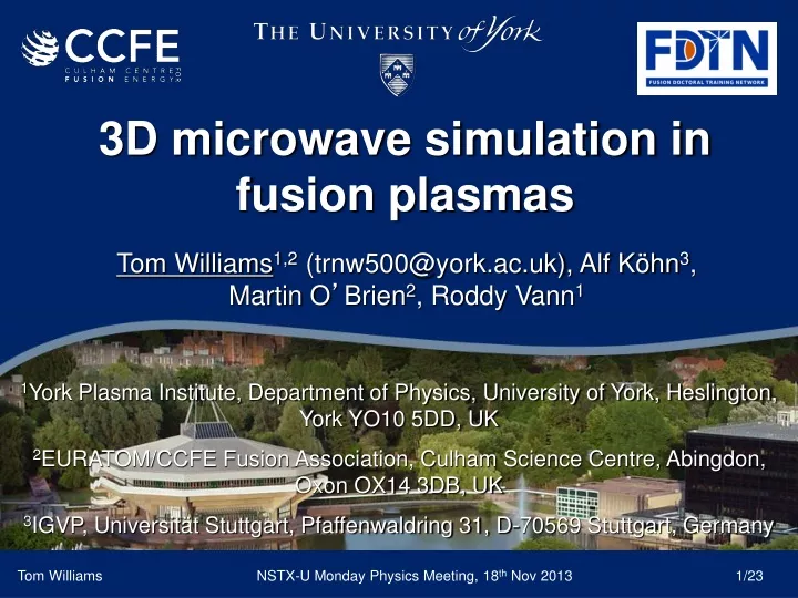 3d microwave simulation in fusion plasmas