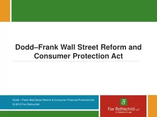 Dodd–Frank Wall Street Reform and Consumer Protection Act