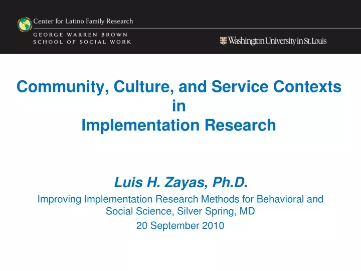 community culture and service contexts in implementation research