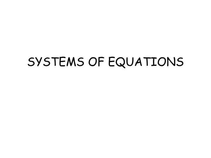 systems of equations