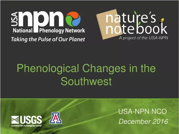 phenological changes in the southwest