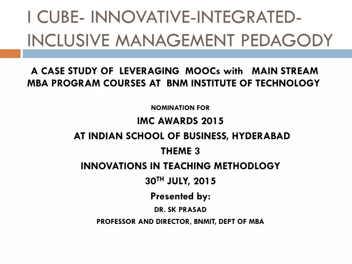 i cube innovative integrated inclusive management pedagody